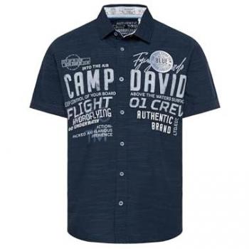 Camp David Camicia Blu Navy con Dettagli Bianchi