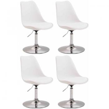 Set di Sedie Rotanti con Altezza Variabile, Materiale Plastico Bianco, Piede Metallo a Tromba