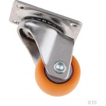 Orange Nylon Schwenkräder 10 Stück, 25mm, 13kg