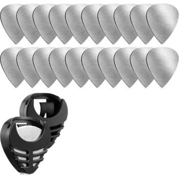 Médiators en métal pour guitare avec porte-crochets noir et médiators