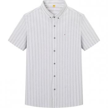 Super Large Men's Casual Short Sleeve Striped Shirt with Square Neck (Plus Size 2XL-8XL)