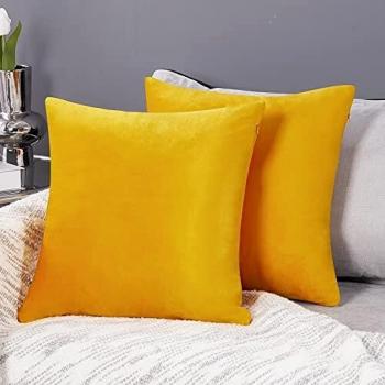 Yellow Zest Velvet Throw Pillow Covers