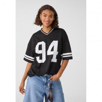 Stradivarius Black Number Print Oversized T-shirt XS
