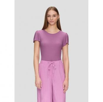 Modalmix Kurzarmshirt mit Raffung – XS – Lila