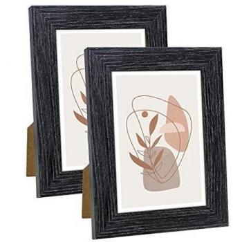Black Weather‑Proof Wood Photo Display – 6x4, Real Glass Front, Pair