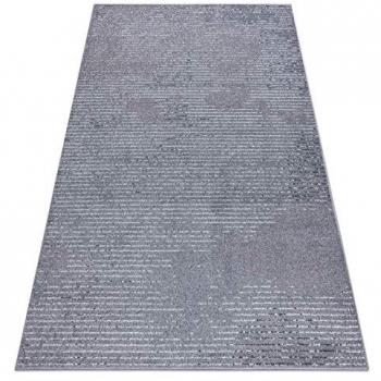 RUGSX HEOS 78596 Premium Grey Lined Rug – 190x270 cm, Silver & Pink Trim