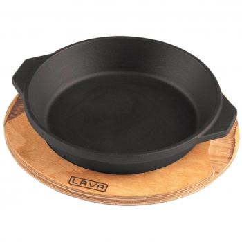 Slide‑Top Lava Cast Iron Dinner Set – 16 cm Wood Tray