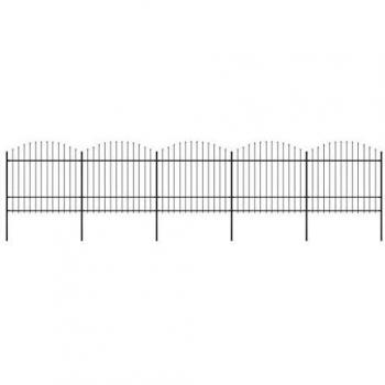 Recinzione Giardino in Acciaio con Punta a Lancia (1,5-1,75)x8,5m Nera