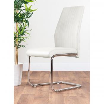 Lorenzo Upholstered Faux Leather Chrome Dining Chairs