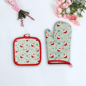 Christmas BBQ Insulation Gloves and Mat Set