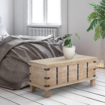 Table Basse Shabby Chic 100x44x50 cm Bois de Manguier Massif