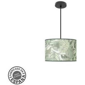 Decoración Suspendida 1xe27: Lámpara Negro con Hoja Verde, Reg x30x30 cm