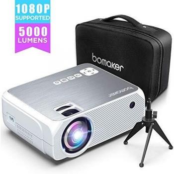 Vidéoprojecteur Mini BOMAKER 5000 Lumens Full HD 1080P, Rétroprojecteur 50000 Heures
