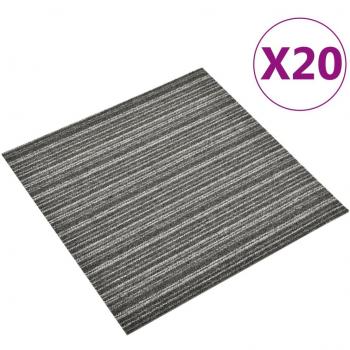 Dalles de sol pour salle de bain et cuisine – Anthracite rayé, pack 20