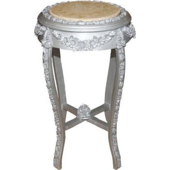 Casa Padrino Runder Beistelltisch – Silbergrau/Creme, Antik‑Stil (72 x 42 cm)