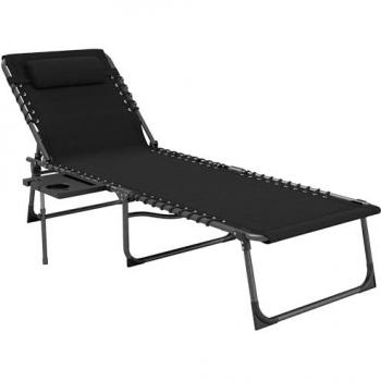 Fold‑Away Sun Relaxer, 5‑Tier Reclining Back & Built‑In Tray