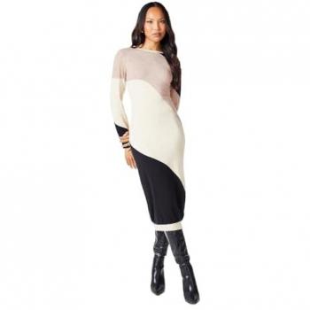 Colourblock Wave Knitted Midi Dress