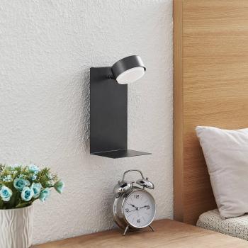 LED-Wandlampen-Set Lindby Kaylou: USB, Ablage, Schwarz