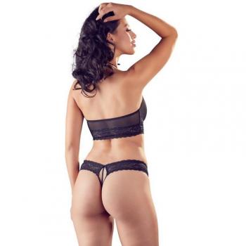 Cottelli Collection Ensemble Ouvert 2 Pièces Dentelle & Maille Noir Taille L/XL