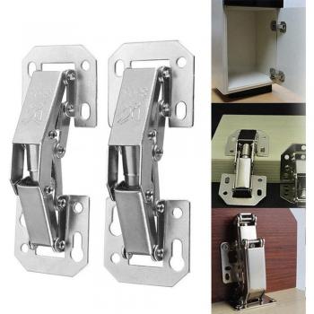 Practical 90° Bridge Spring Hinges – 3″ No‑Hole Installation, Screw Included