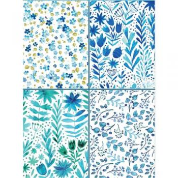 Set of Four Magnetic Notepads: Blue Abstract : A Collection of Handy Notepads with Easy Magnetic Fastening, Contained Within a Decorative Box