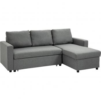 HOMCOM Eckcouch mit Schlaffunktion, Stauraum und Chaiselongue, Hellgrau, 211,5 x 146 x 85 cm