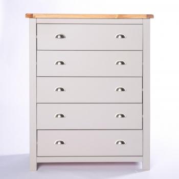 Argenta 5 Drawer Grey Chest with Chrome Cup Handles
