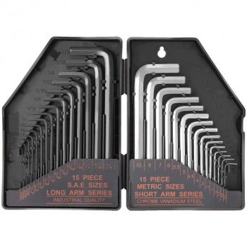 TACKLIFE Llaves Allen Hexagonales 15pcs Pulgadas y Métricas con Marcado de Tamaño