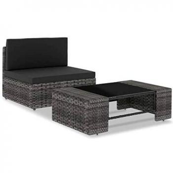 Set di Mobili da Giardino 2 pz in Polyrattan Grigio