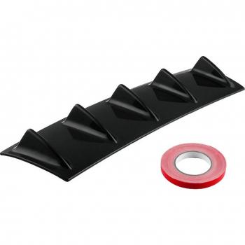 3-7 Fin Universal Rear Bumper Lip Diffuser Gloss Black ABS 36.5x15.2/58.4x15.2cm