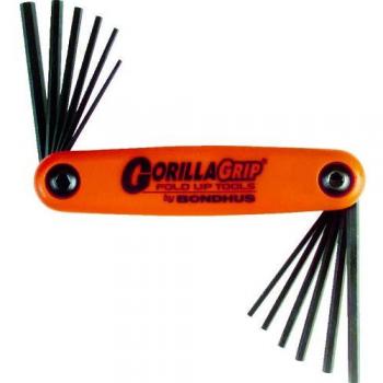 Bondhus 12550 GorillaGrip 12-Piece Hex Key Set – Fold-Up, 5/64 to 5/32, 1.5-5mm