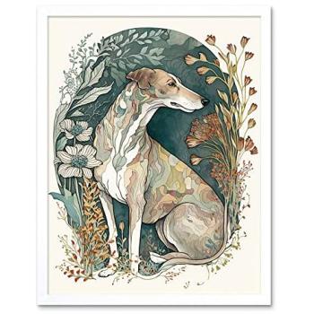 Modern Greyhound Floral Canvas
