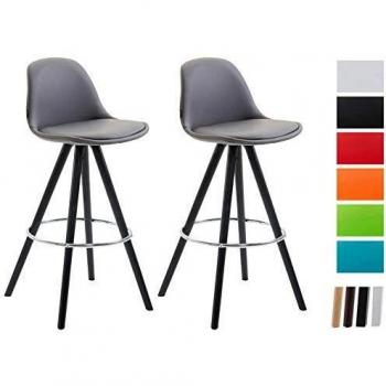 Franklin Barhocker Duo – 2 × Kunstlederbezug, grau, schwarzes Holzgestell
