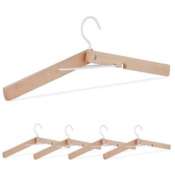 Appendini Pieghevoli in Legno, Set da 5, Grucce Robuste, 44 cm, Bianco