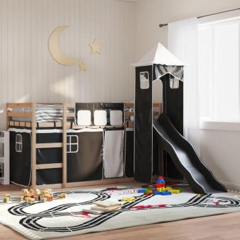 VidaXL Kids Bunk Bed with Slide White and Black 90x200 cm