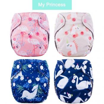 4Pcs All-in-One Cloth Diapers for Newborns