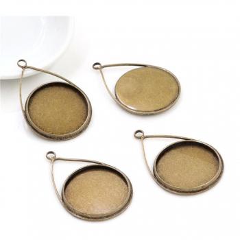 5 Bases de Cabujón para Camafeo, 20mm, Estilo Hecho a Mano, Plata y Cobre