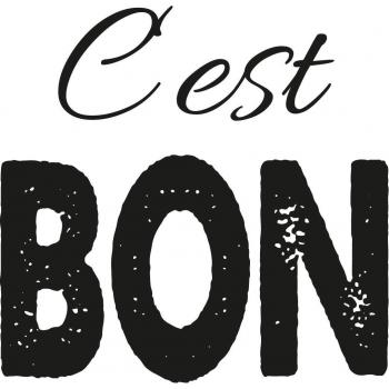 Schwarzes QUEENCE Spruchbild „C’est Bon“ – 60 x 90 cm Canvas