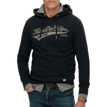 Felpa Superdry Heritage Nera in Taglio Rilassato 2XL