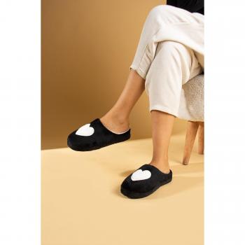 Pantofole con suola morbida e motivo a cuore per donne CK-390-23 37 nere
