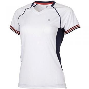 K‑Swiss Damen-Top: Heritage T-Shirt (Weiß/Dunkelblau), Größe XS – Oberbekleidung