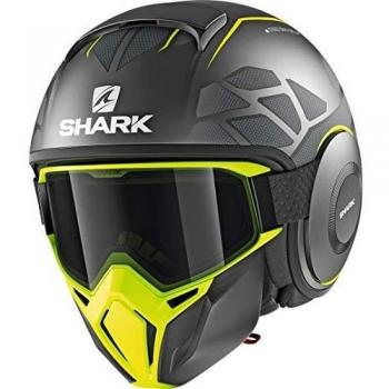 NC SHARK Herren Motorradhelm (Graues/Schwarzes Modell mit Fluo) – XL