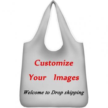 Reusable Folding Black French Bulldog Horse Print Grocery Bag
