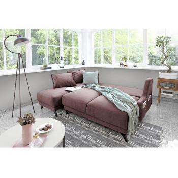 Ecksofa Royal Rose in Koralle mit Ausziehfunktion