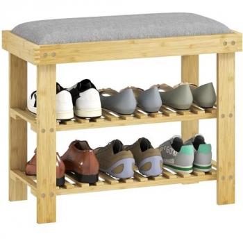 Banco Zapatero de Bambú para Entrada 60x29x49 cm