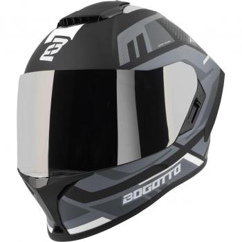 Casco Bogotto Phantom Codex 2XL: Fibra de Vidrio, Negro-Gris-Blanco