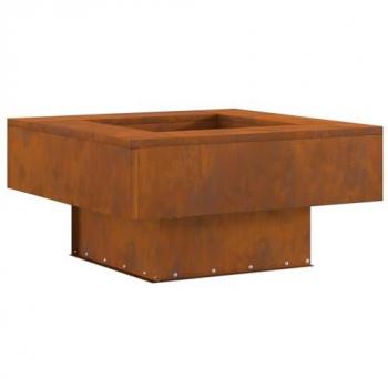 Rustic Weathering Steel Fire Pit – 24” Square, 12” Depth