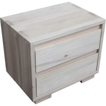 Mobili 2G – Comodino con 2 Cassetti in Legno Massello Grezzo (3214)