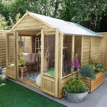 Forest Oakley 8x10 Overlap Double Door Apex Summerhouse with 25-Year Guarantee (2.61m x 3.01m)