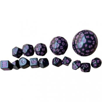 Complete 15-Piece Opaque Black Dice Set for RPGs